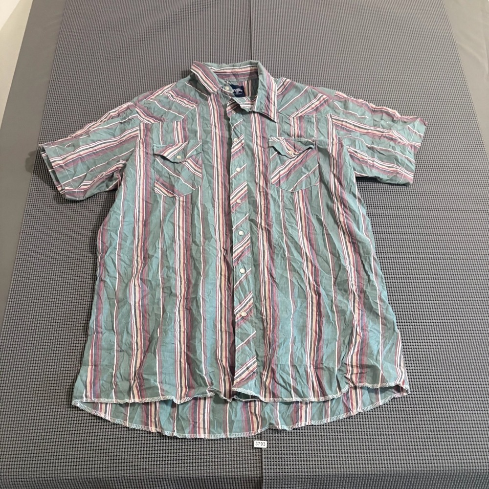 Wrangler Mens Striped Pearl Snap Short Sleeve Western Shirt Estimated Medium